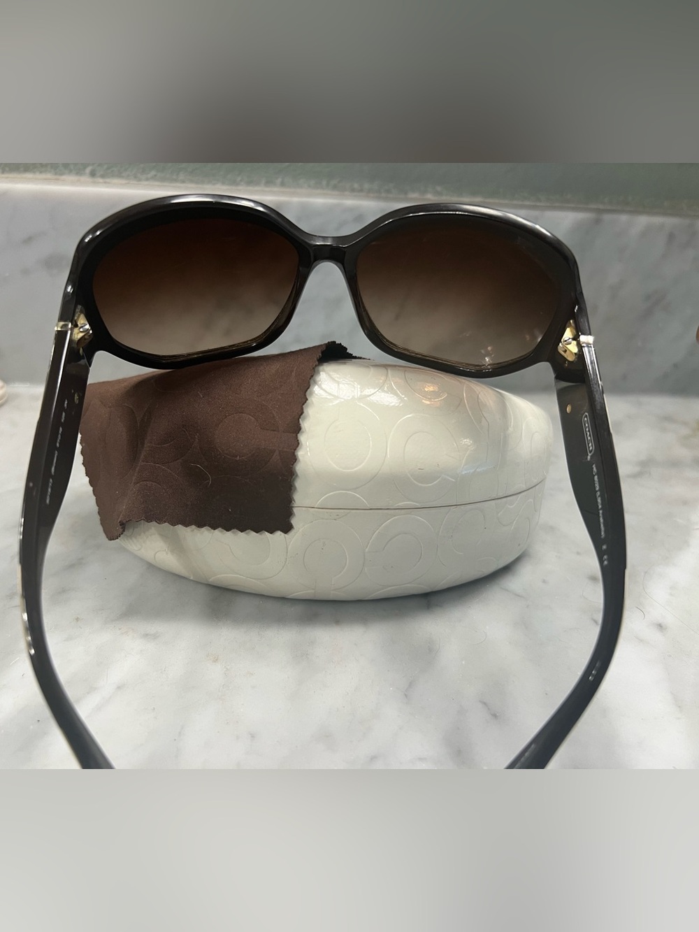 COACH”Arabella”Oversized Round Sunglasses in Brown W/Case&Cleaning Cloth!VGUC! - Picture 2 of 9